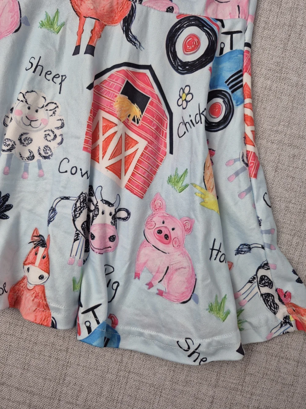 Girls Light Blue Farm Animal Twirl Dress